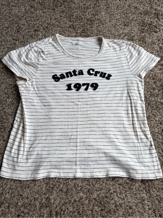 Madewell Tops - Madewell White Striped 'Santa Cruz 1979' Graphic Tee